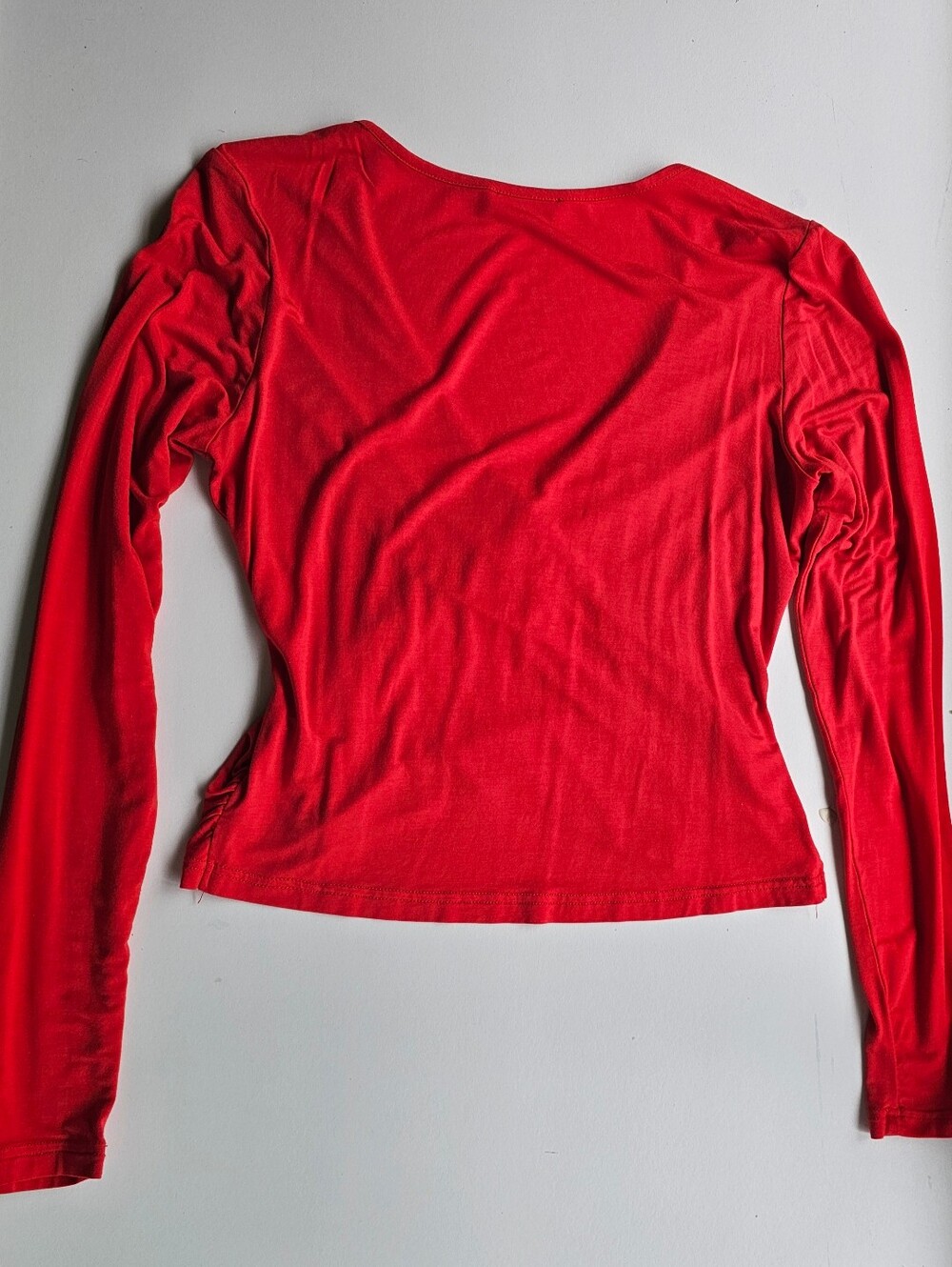 VETIOR Deep V Neck Long Sleeve Faux Wrap Crop Top - Women's Size Medium - Picture 4 of 10